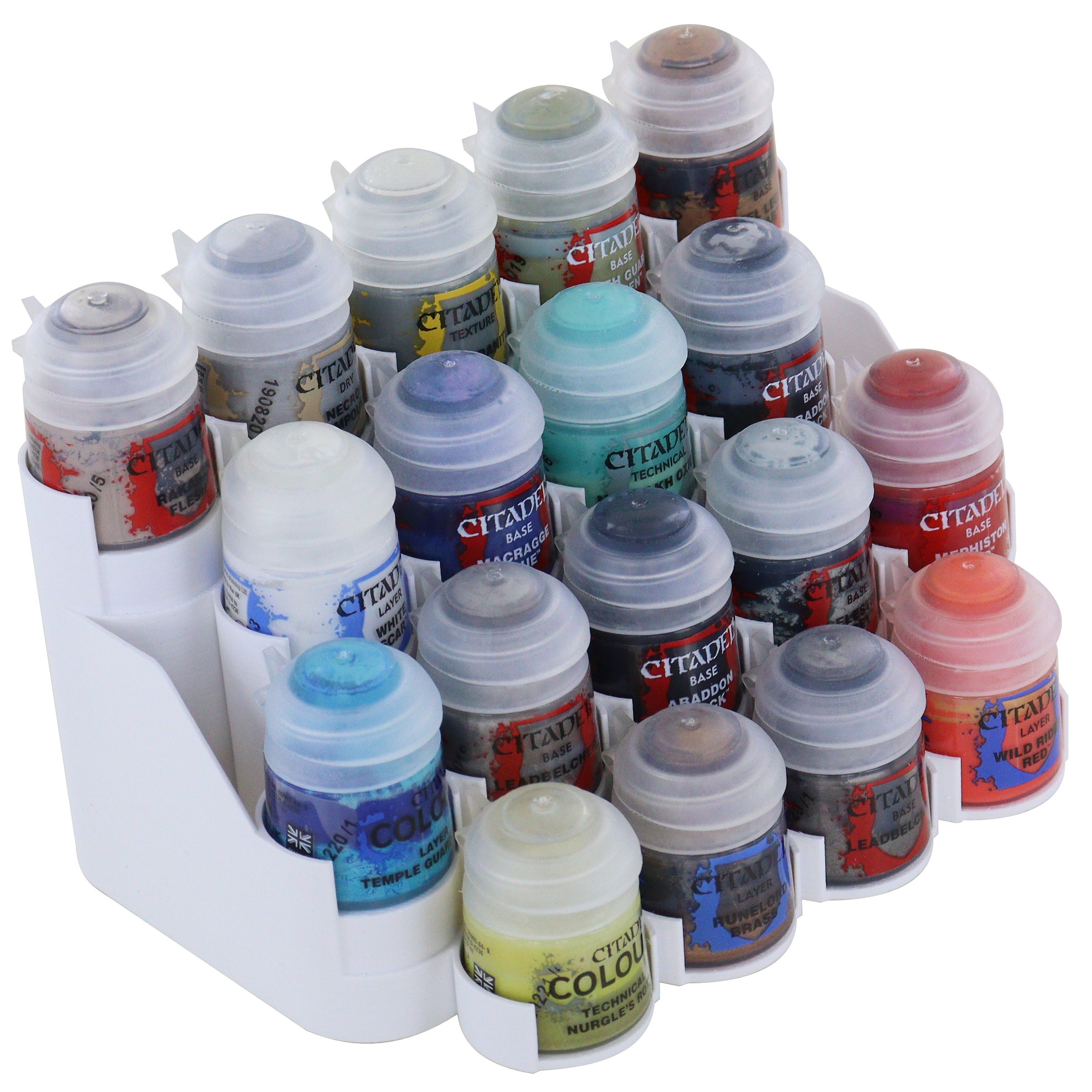 Feldherr Paint Rack für 18 Citadel Farbtöpfchen (12 ml / 18 ml / 24 ml) weiß
