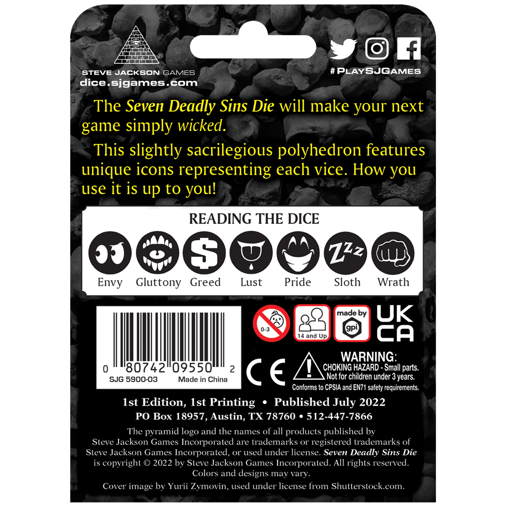 Steve Jackson Games 7 Deadly Sins Würfel